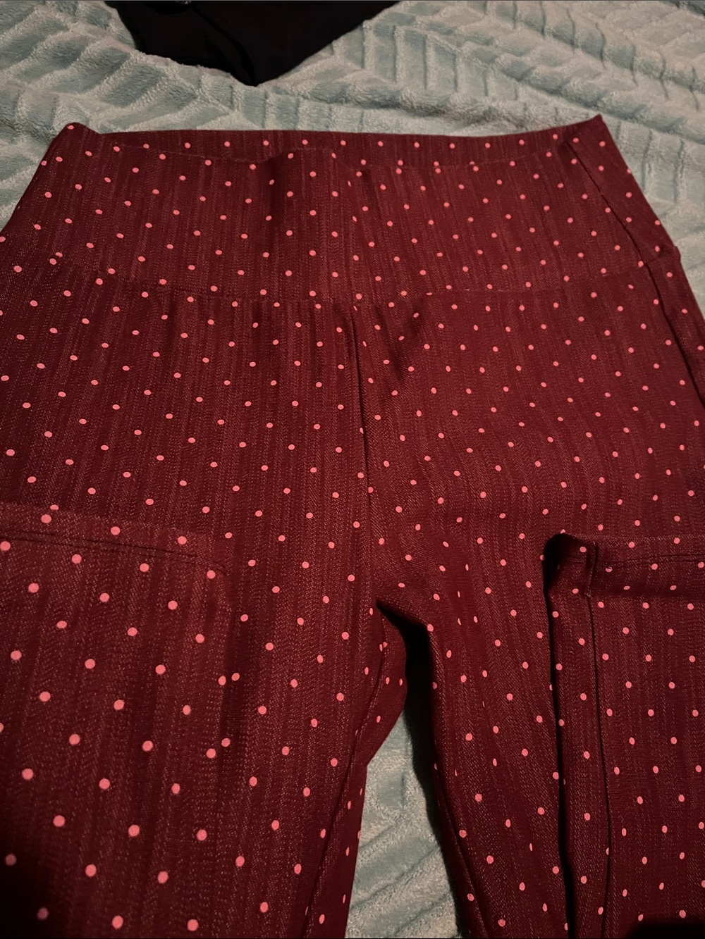Agnes & Dora Burgundy High-Waist Polka Dot Leggings